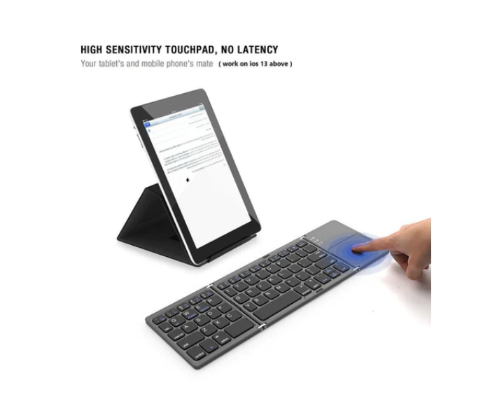 FM-56 Mini Foldable Bluetooth Keyboard with Touchpad - Black - Zoom Image 7