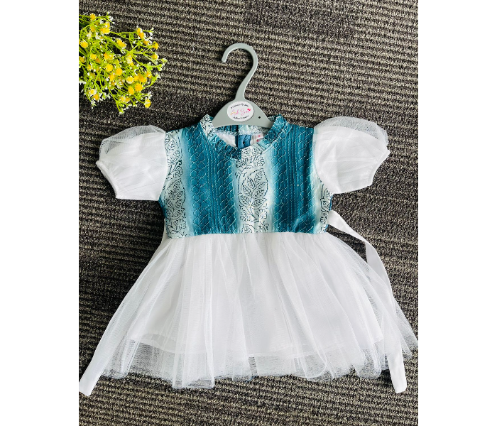 Ash Bae FR001SL Mily Blue Whale Large Frock for Baby Girls - White and Blue - Zoom Image