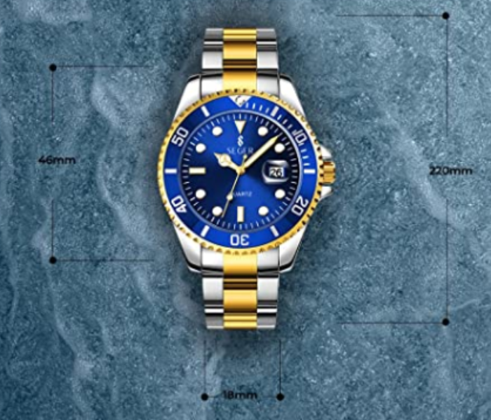 Galaxy Ocean Rolux Gold Stainless Watch for Men - Blue and Silver - Zoom Image 3