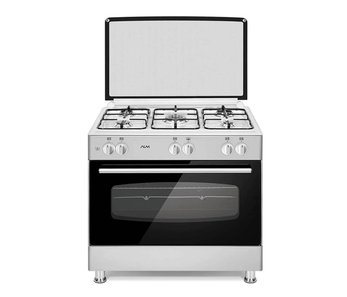 ALM ALM-9060GWO 90X60 5 Burner Free Standing Gas Cooker - Silver and Black - Zoom Image