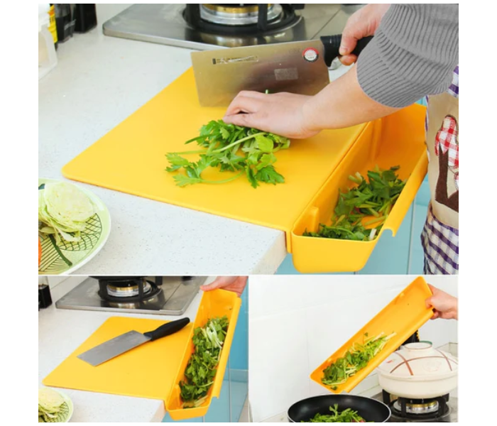 KB-211 2 in 1 Cutting Board with Removable Slot Bin - Yellow - Zoom Image 2