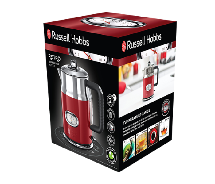 Russell Hobbs RH21670 Retro Ribbon Stainless Steel Electric Kettle - Red - Zoom Image 2