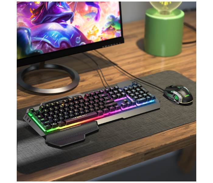 Hoco GM12 Wired Combo Pack of LED RGB Backlit Gaming Keyboard and Gaming Mouse - Black - Zoom Image 6