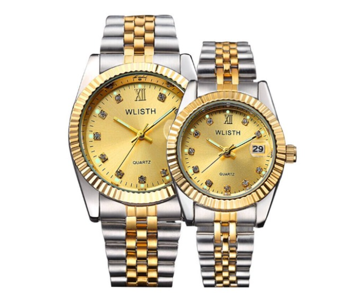 Galaxy Ocean Eagle Time Stainless Steel Date and Water Resistance Couple Watch Set - Silver and Gold - Zoom Image 1