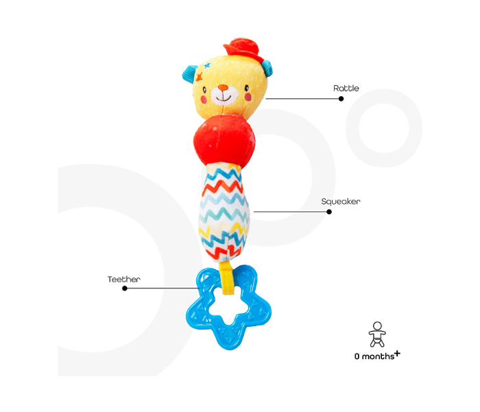 Moon MNBTRYR02 Bear Soft Rattle Toy for Babies - Red and Yellow - Zoom Image 2