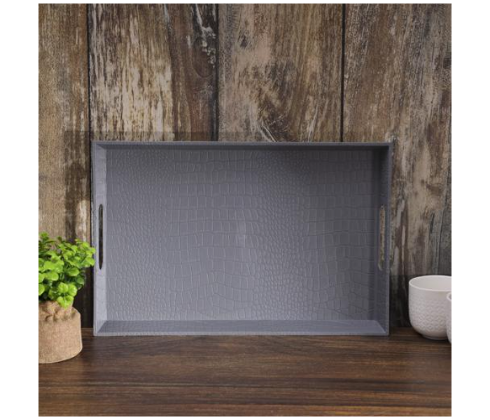 Royalford RF10926 38x25cm Rectangular Leather Design Tray - Grey - Zoom Image 3