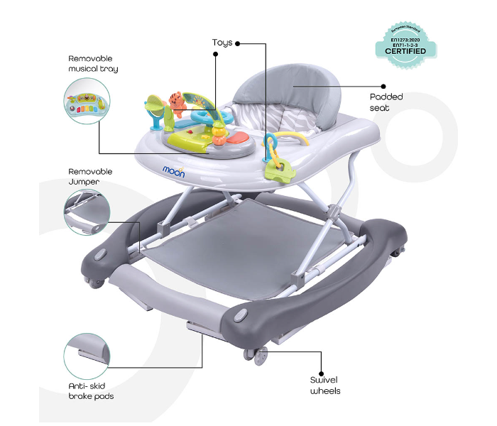 Moon MNNWKMT10 4 In 1 Cruise Walker for Babies - Grey - Zoom Image 2