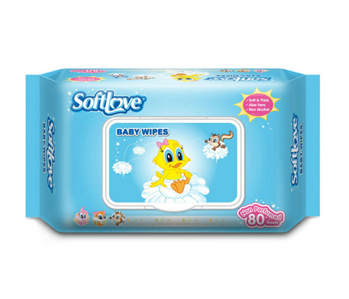 Softlove Pack of 80 Pieces Baby Wipes without Fragrance - Zoom Image 1