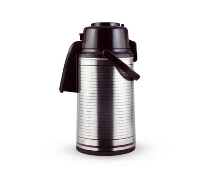 Royalford RF10725 3 Litre Airpot Glass Vacuum Flask - Silver and Black - Zoom Image