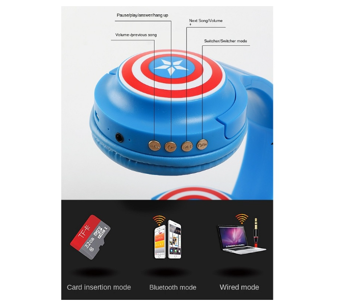 Avengers Captain America Wireless Bluetooth Headset - Blue - Zoom Image 3