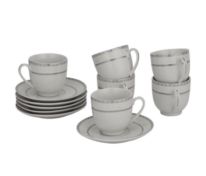 Royalford RF10554 180ml 12 Piece Tea Cup and Saucer Set - White - Zoom Image 3