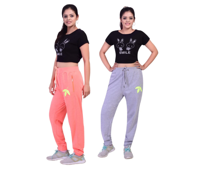 Casper CAWP2 Pack Of 2 XL Track Pant for Women - Grey and Pink - Zoom Image 1