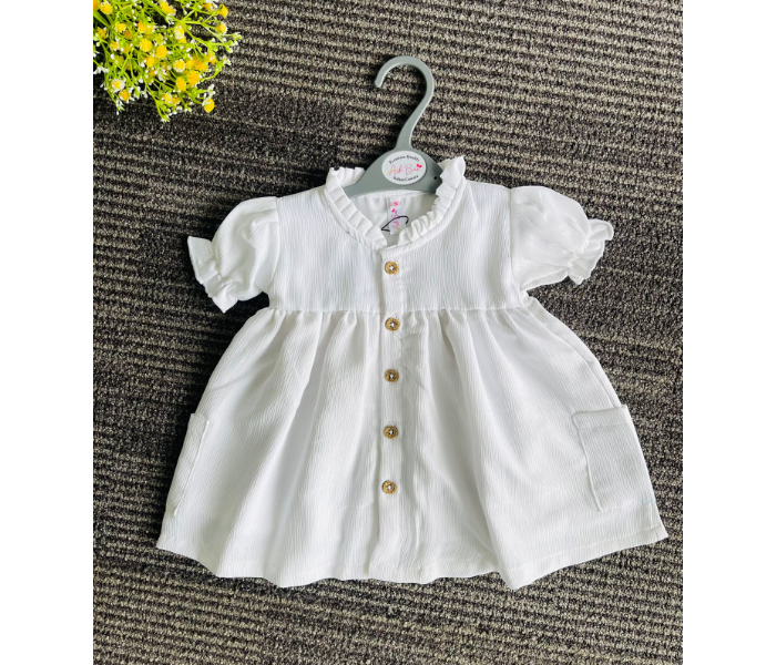 Ash Bae FR024SM Bella Grey Goose Medium Frock for Baby Girls - White - Zoom Image