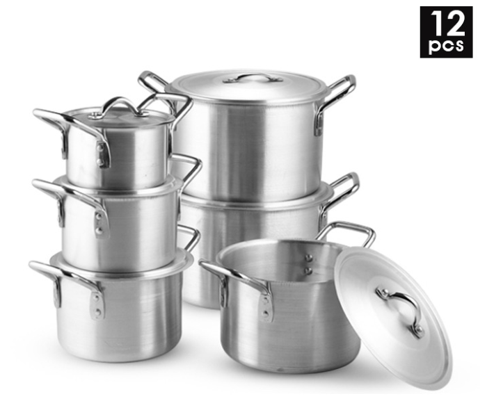 12 Pieces Aluminium Cooking Pot Set DDSTK - JA038 - Zoom Image