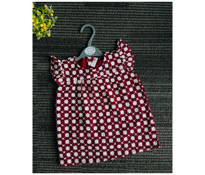 Ash Bae FR018SL Kiara Wine Berry Large Frock for Baby Girls - Maroon - Zoom Image