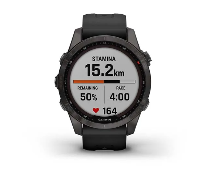 Garmin 010-02539-25 Fenix 7S Sapphire Solar Edition Carbon Grey DLC Titanium with Black Band - Zoom Image 4