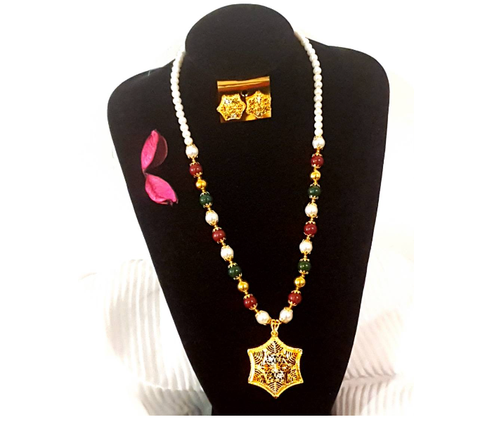 Strabella NC2012b Beaded Pendant Necklace With Earrings for Women - Zoom Image