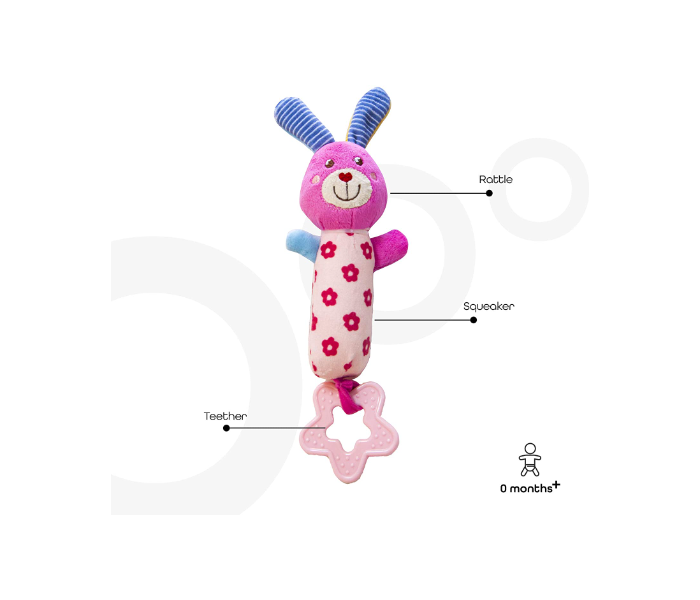 Moon MNBTRPK03 Bunny Soft Rattle Toy for Babies - Pink - Zoom Image 2