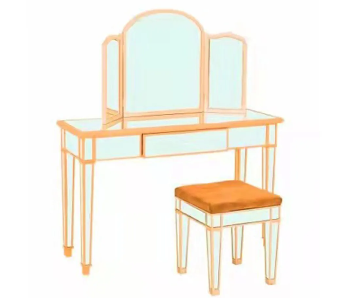 Danube Home Marciales Dresser with Mirror and Stool - Golden - Zoom Image 1