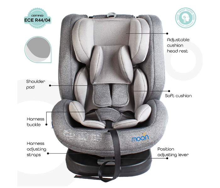 Moon MNBGCGY07 360 Degree Rotatable Rover Car Seat for Babies - Grey - Zoom Image 2