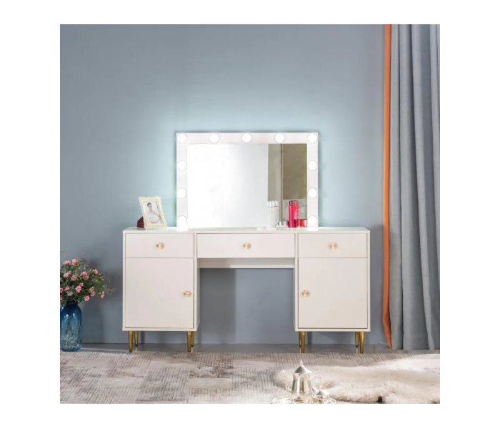 Danube Home Flareon Dresser and Mirror with Lighting - Pearl White - Zoom Image 1