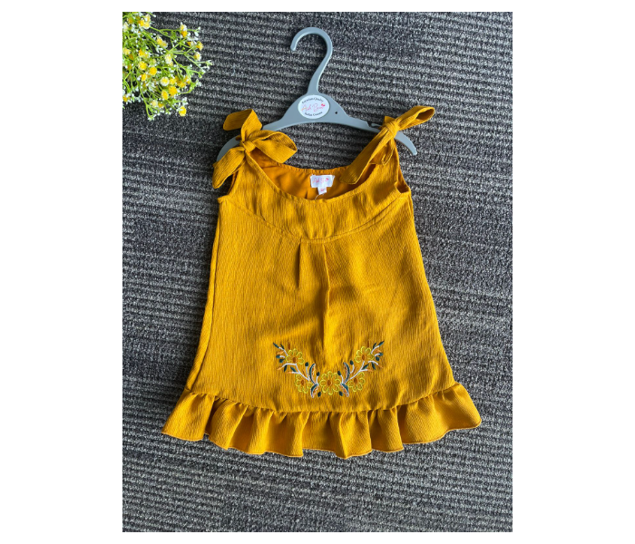 Ash Bae FR019SM Emy Yellow Orange Medium Frock for Baby Girls - Yellow - Zoom Image