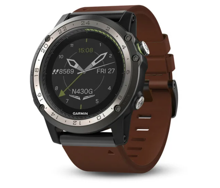 Garmin 010-01733-31 D2 Charlie Titanium Bezel with Leather and Silicone Bands - Zoom Image 1