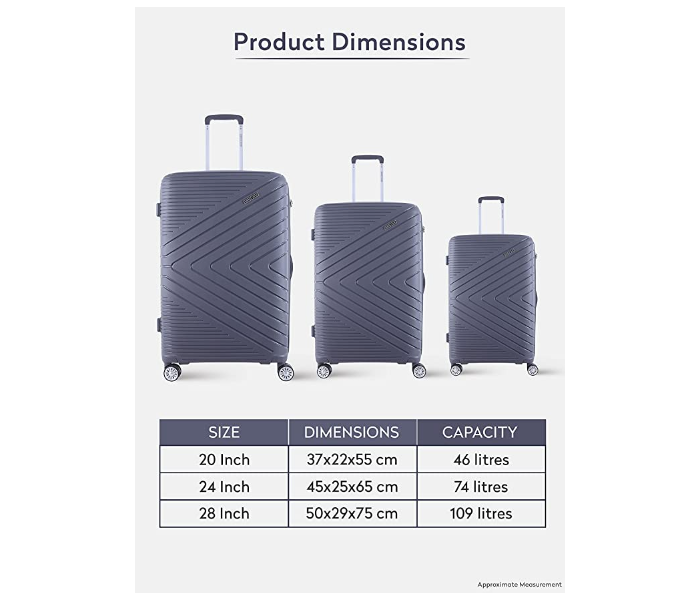 Para John PJTR3149 Bricks 3 Pieces Trolley Luggage Set - Grey - Zoom Image 5