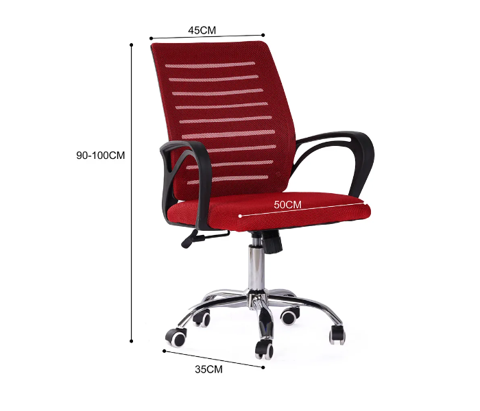 Danube Home Marvel Mid Back Office Chair - Red - Zoom Image 2