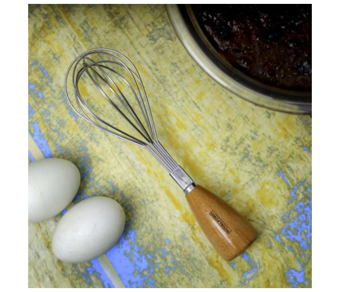 Royalford RF10659 19cm Stainless Steel Egg Whisk - Silver and Brown - Zoom Image 2