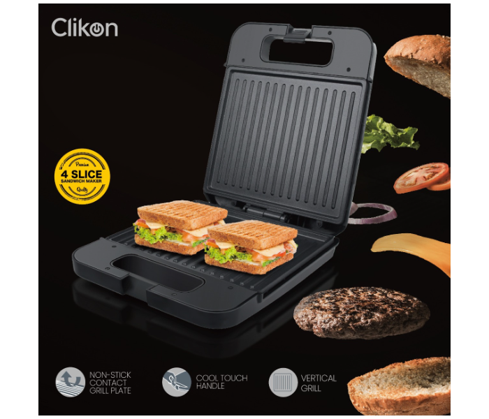 Clikon CK2467 Non-stick Vertical Contact Grill Sandwich Maker With Heat Insulated Handle - Silver and Black  - Zoom Image 3