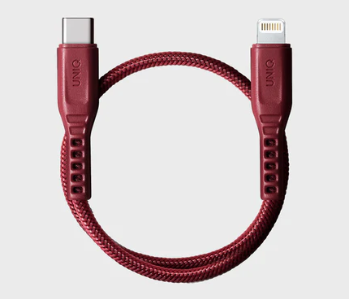 Uniq Flex 30cm Usb-C To Lightning Strain Relief Cable - Ruby Red - Zoom Image