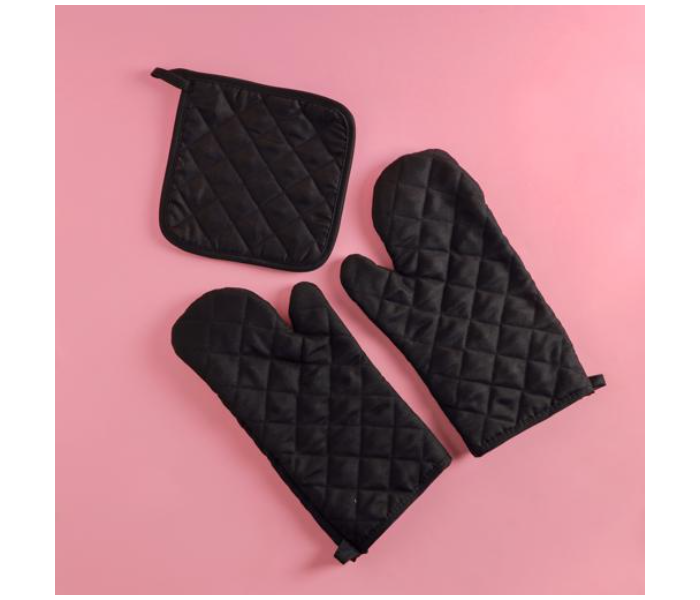 Royalford RF10488 Kitchen Gloves with Pot Holder - Black - Zoom Image 3