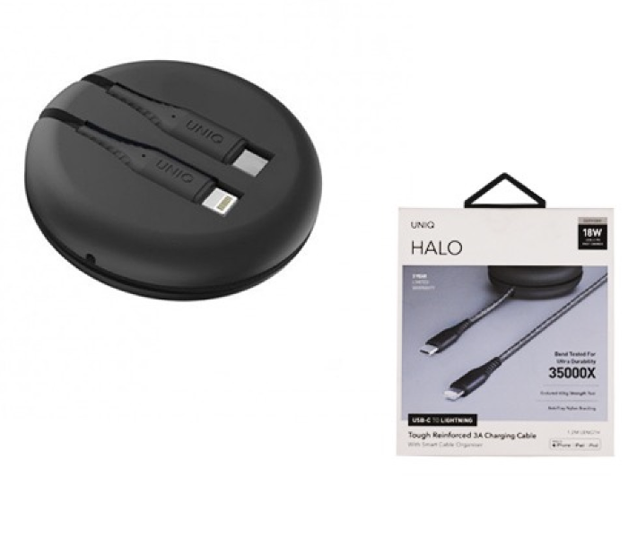 Uniq Halo 1.2Meter Usb C To Lightning Cable - Midnight Black - Zoom Image 2