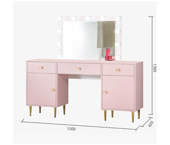 Danube Home Flareon Dresser and Mirror with Lighting - Peach Pink - Zoom Image 3