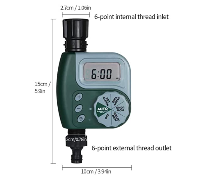  Galaxy Ocean Automatic Water Timer Outdoor Garden Irrigation Controller - Green - Zoom Image 2