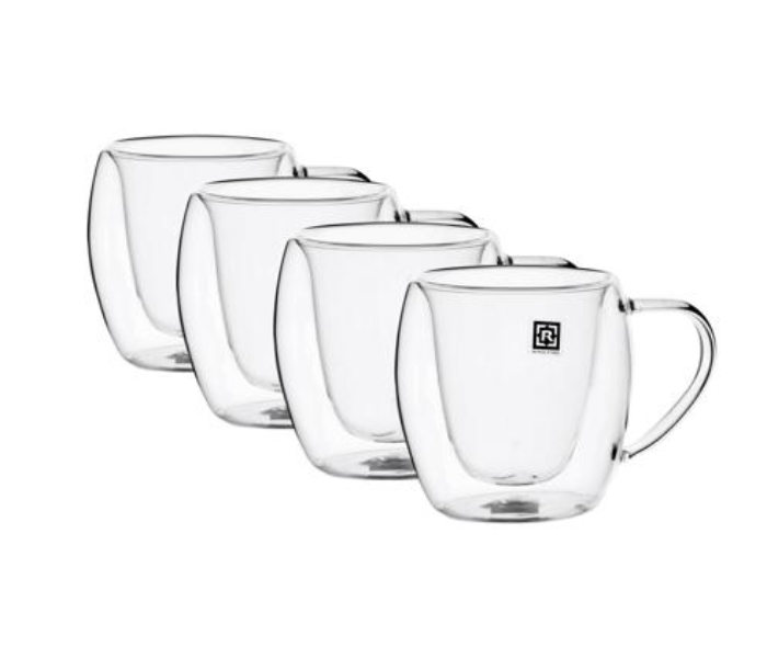 Royalford RF10570 80ml Borosilicate Glass 4 Piece Double Wall Mug Set - Zoom Image 3