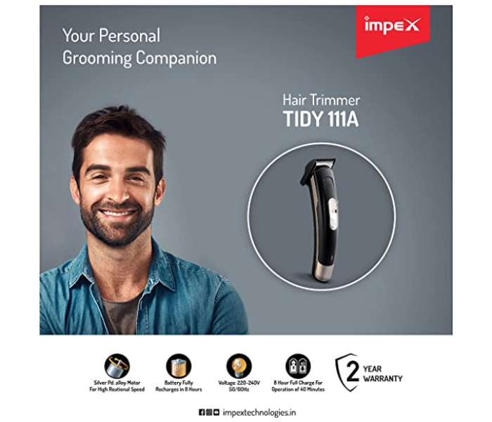 Impex TIDY 111-A Hair Trimmer For Men - Black - Zoom Image 3