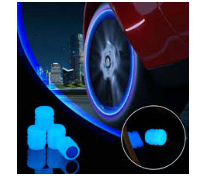 Car Auto Bicycle Motorcycle Bike Wheel Tire Valve Cap Luminous Glows only InDark 4 Pieces Set - Blue - Zoom Image 2