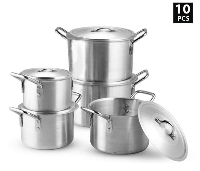 Pack of 10 Pieces Aluminium Cooking Pot Set DDSTK - JA038 - Zoom Image