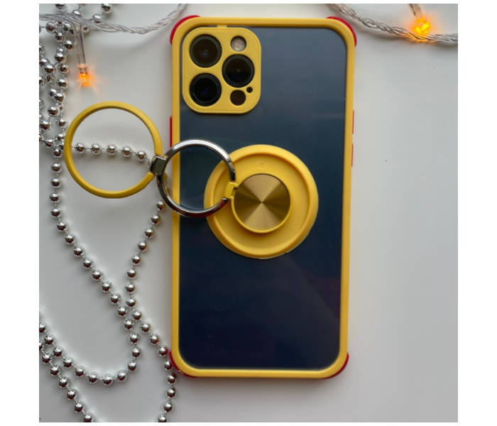 Protective Transparent Case Ring Holder For iPhone 13 - Yellow - Zoom Image 2