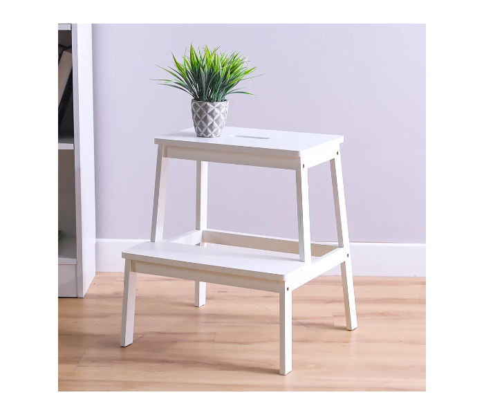 Danube Home Albany 2 Step Bamboo Wood Stool - White - Zoom Image 1