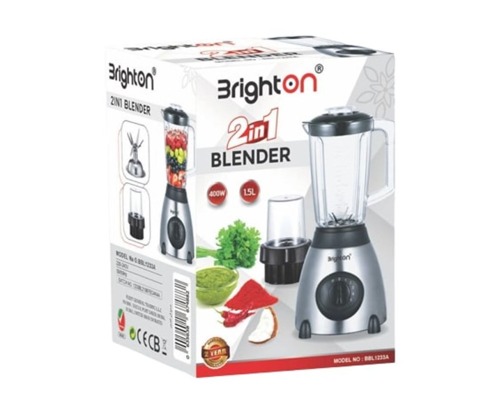 Brighton 400Watts 1.5 Litre 2 in 1 Blender - Silver - Zoom Image 2