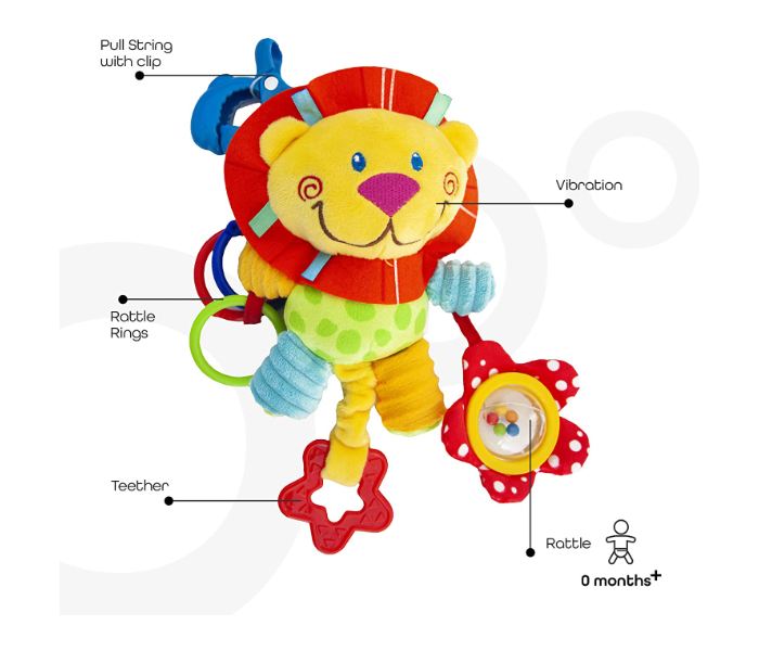 Moon MNBTRYL06 Pull String Lion for Babies - Yellow and Red - Zoom Image 2