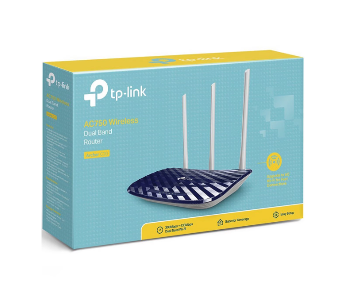 TP-Link AC750 Wireless Dual Band Router Archer C20 - Black - Zoom Image 4