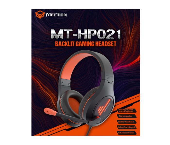 Meetion MT-HP021 Lightweight Backlit Stereo Gaming Headset - Black - Zoom Image 2