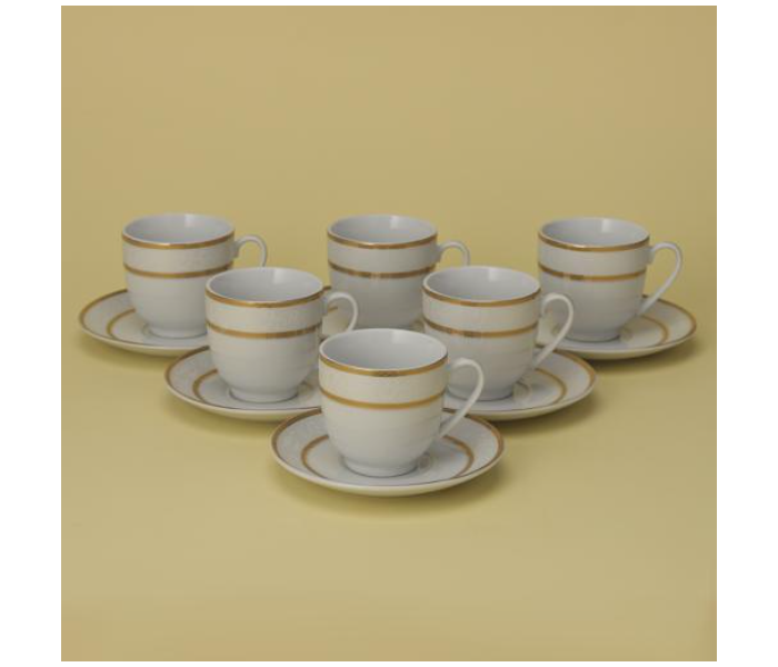 Royalford RF10553 180ml 12 Piece Tea Cup and Saucer Set - White - Zoom Image 3