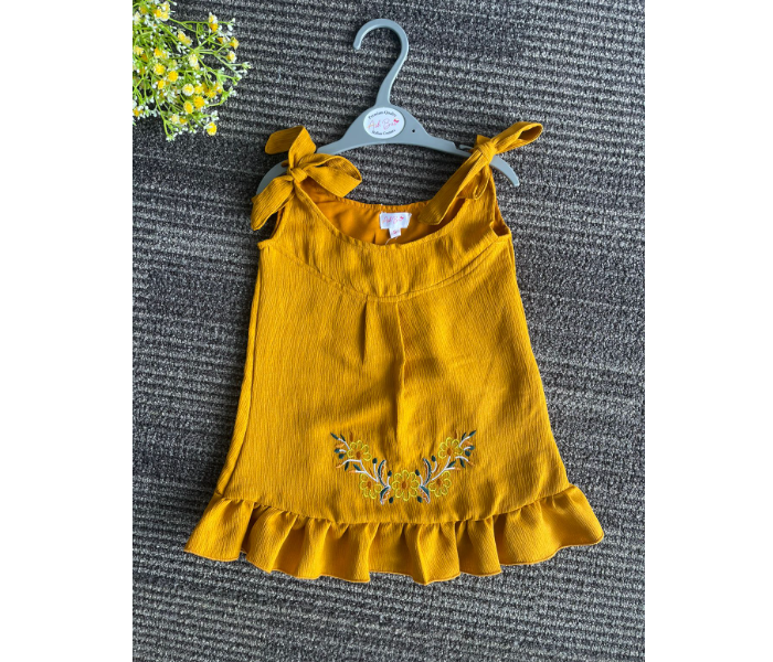 Ash Bae FR019SXL Emy Yellow Orange XL Frock for Baby Girls - Yellow - Zoom Image