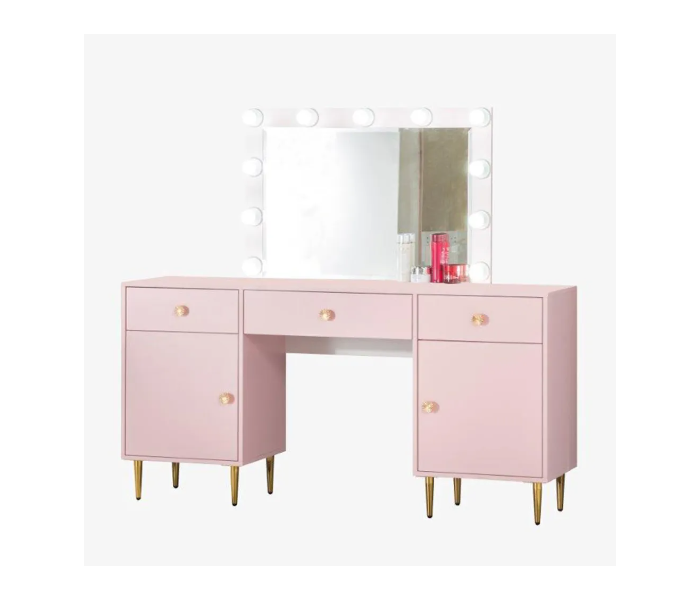 Danube Home Flareon Dresser and Mirror with Lighting - Peach Pink - Zoom Image 2