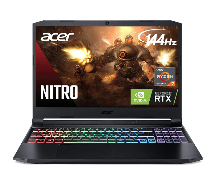 ACER NITRO AN515-NH-QBSEM-006 BLK 15.6 Inch QHD AMD RYZEN 9 5900H Processor 32GB RAM 1TB SSD 8GB NVIDIA GeForce RTX 3080 Graphics Windows 11 Home with Headset Mouse and Mouse Pad - Black - Zoom Image 1